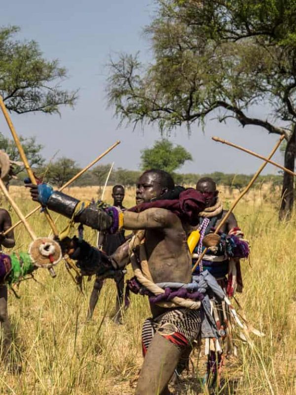 Winner of the Donga stick fighting in Surma tribe , Omo Ethiopia